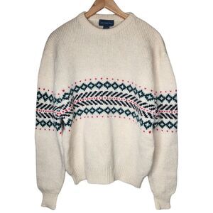 Vtg Christopher Hayes Wool Knit Sweater Fair Isle Nordic Intarsia Mens Large